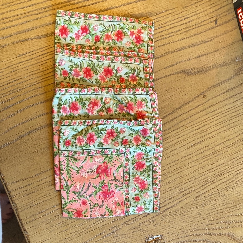 April Cornell Floral Fabric 100% Cotton Square Napkins - Set of 4